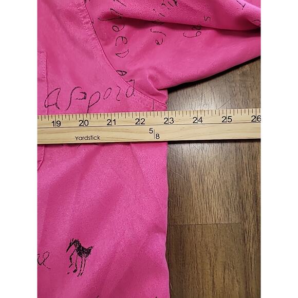 Chico’s Pink Ultrasuede Shacket Jacket Native Print Hieroglyph Sz 2 L EUC - Picture 6 of 7